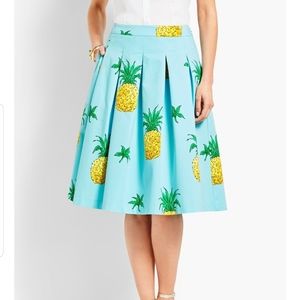 RSVP by Talbots PINEAPPLE-PRINT PLEATED FULL SKIRT w/ pckts cotton blend Sz: 2P